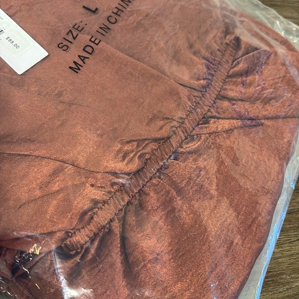 NWT [Steve Madden] Asymmetric Midi Spaghetti Strap Dress Cinnamon Women’s Sz L - Picture 9 of 11